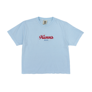 Hamm's Light Blue Script Crop